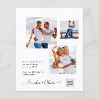 Modern White & Black PHOTO Wedding Invitation QR Flyer