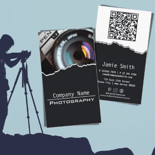 Modern White & Black Photography Business Card