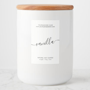 Modern white black script candle product label