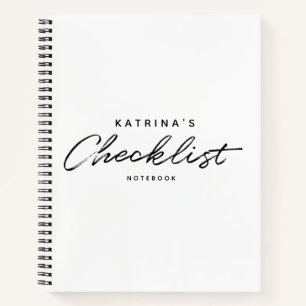 Modern White Black Simple Checklist Notebook
