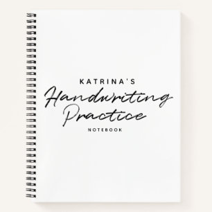 Modern White Black Simple Handwriting Practice Notebook