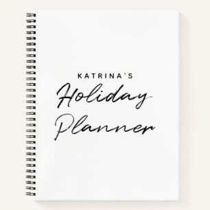 Modern White Black Simple Holiday Planner Notebook