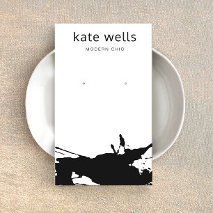 Modern White Black Splatter Earring Display Card