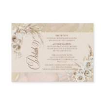 Modern White Boho Floral Arch Wedding Details Card