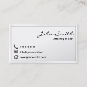 Modern White Border Attorney Business Card