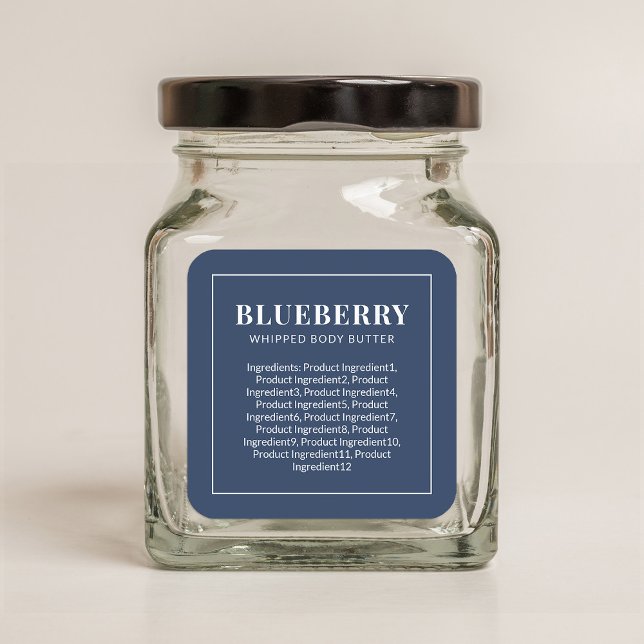 Modern White Border Custom Colour Ingredients List Square Sticker (Creator Uploaded)