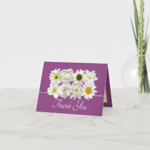Modern White Botanical Flowers Elegant Thank You Card