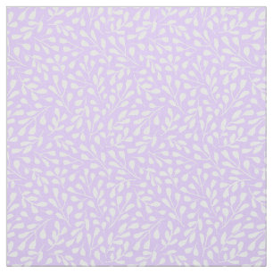 Modern White Botanical Leaf Pattern Lilac Purple Fabric