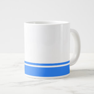 Modern White Bright Blue Bottom Rim Racing Stripes Large Coffee Mug