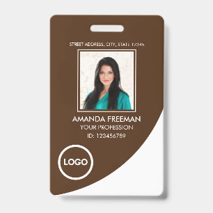 Modern White & Brown Healthcare Professional Photo Badge