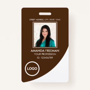 Modern White & Brown Healthcare Professional Photo Badge