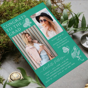 Modern White Butterfly Photo Graduation Party Invitation