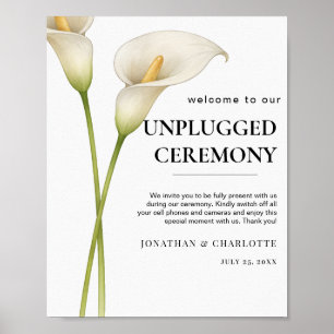 Modern White Calla Lilie Flower Wedding Poster