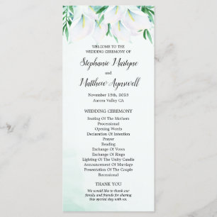 Modern White Calla Lily Floral Wedding Ceremony Program