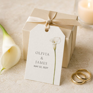 Modern White Calla Lily Wedding Favour Tag
