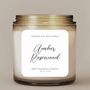 Modern white candle product packaging square sticker