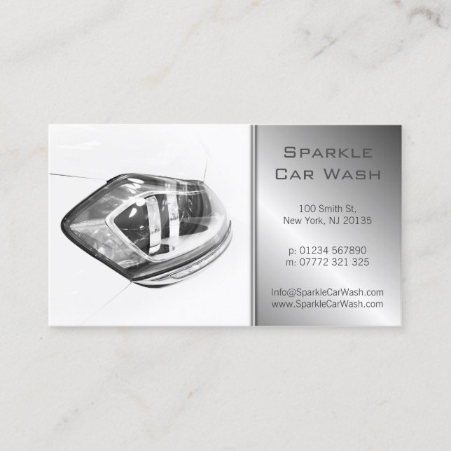 Modern White Car Headlamp Business Card (Front)