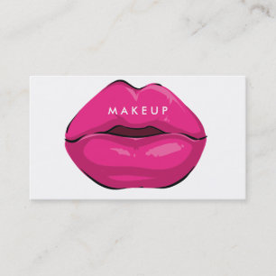 Modern White Card with Pink Lips Make-up Artist