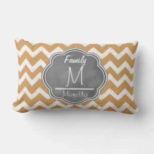 Modern White Chalk Board Chevrons Monogram Lumbar Pillow