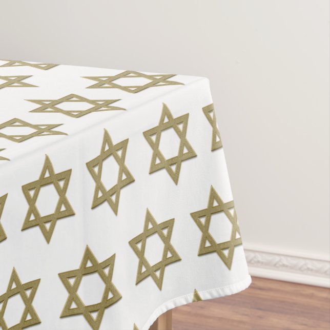Modern White | Chanukah | STAR OF DAVID Tablecloth (In Situ)