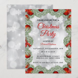 Modern White Christmas Holiday Party Invitation