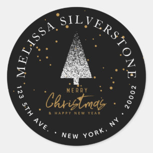 Modern  White Christmas Tree Address Label