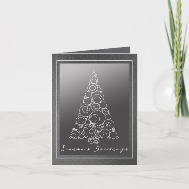 Modern White Christmas Tree Holiday Card (Front)