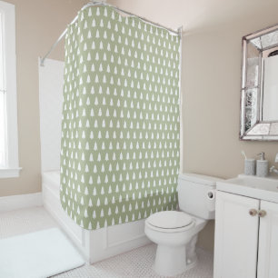 Modern White Christmas Tree Pattern Green