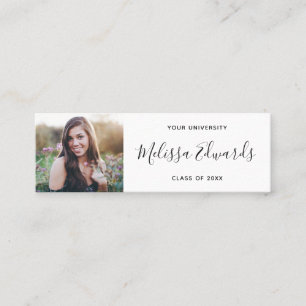 Modern white class of graduation photo name card