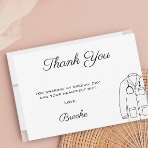 Modern white coat ceremony thank you card