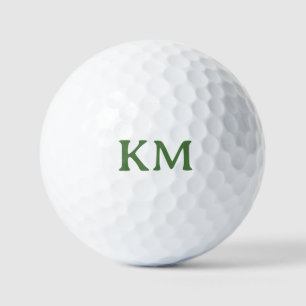 Modern White Colour Fern Leaf Monogram Initials Golf Balls