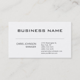 Modern White Contemporary Manager Business Card