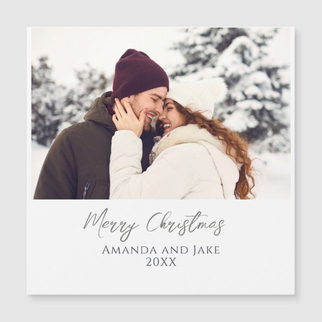 Modern White Custom Merry Christmas Photo (Front)