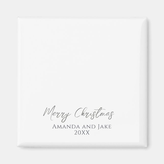 Modern White Custom Merry Christmas Photo Magnet (Front)