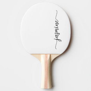 Modern White Custom Name Signature Script Ping Pong Paddle