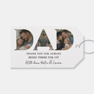 Modern White Dad Photo Collage Father Day Gift Tags