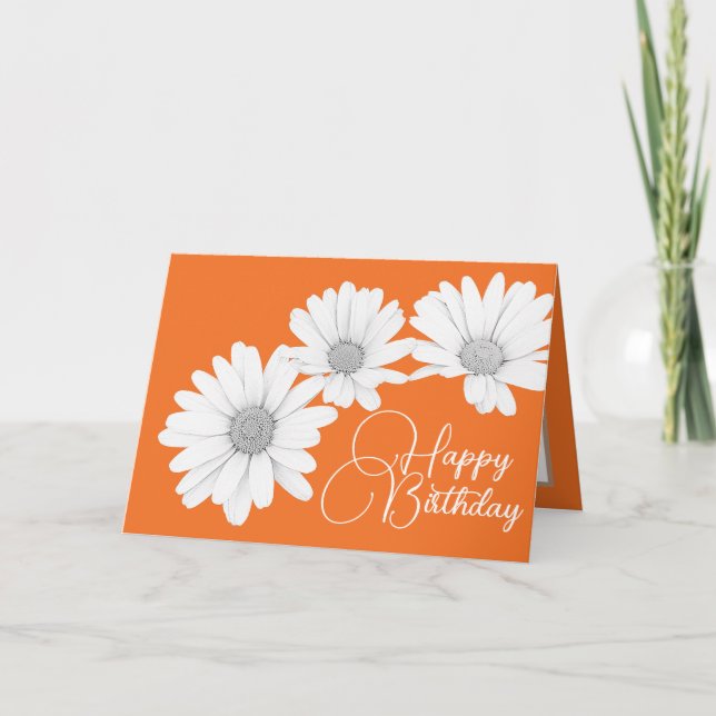 Modern White Daisies Botanical Colorful Birthday Card (Front)