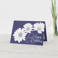 Modern White Daisies Botanical Colourful Birthday
