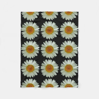 Modern White Daisies Pattern Fleece Blanket