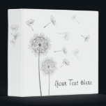Modern White Dandelions Binder<br><div class="desc">A soft quiet graphic of dandelions blowing in the breeze. Add you own text to make it uniquely your own.</div>
