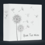 Modern White Dandelions Binder<br><div class="desc">A soft quiet graphic of dandelions blowing in the breeze. Add you own text to make it uniquely your own.</div>