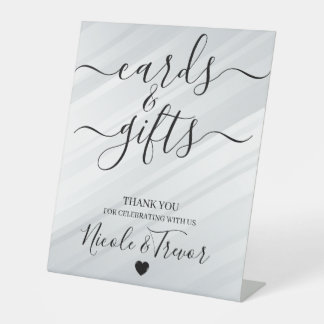 Modern White Diagonal Lines Cards & Gifts Pedestal Sign