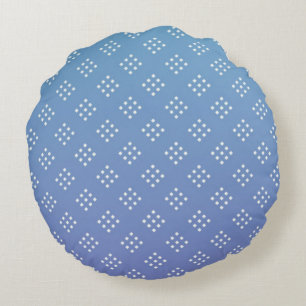 Modern White Diamond Shape on Blue Background Round Pillow