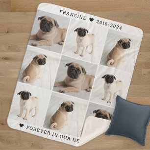 Modern White Dog Memorial Photo Collage Sherpa Blanket