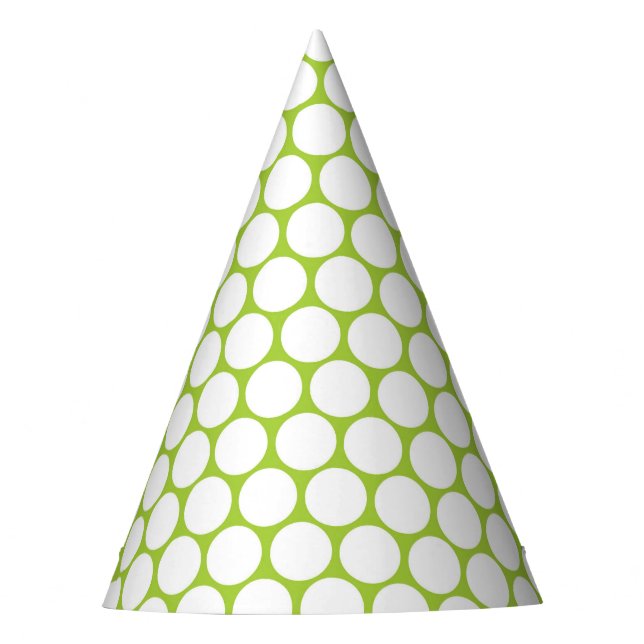 Modern White Dot & Green Background Party Hat (Front)