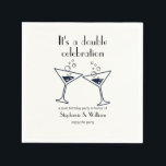 Modern White Double Celebration Joint Birthday Napkin<br><div class="desc">"Simple, modern, and full of meaning — this joint birthday party napkin is designed to help you celebrate a festive party. The pastel white background and sleek toasting cocktail glasses bring a clean, contemporary feel, while the phrase “It's a Double Celebration” adds heart. A stylish mix of vintage and serif...</div>