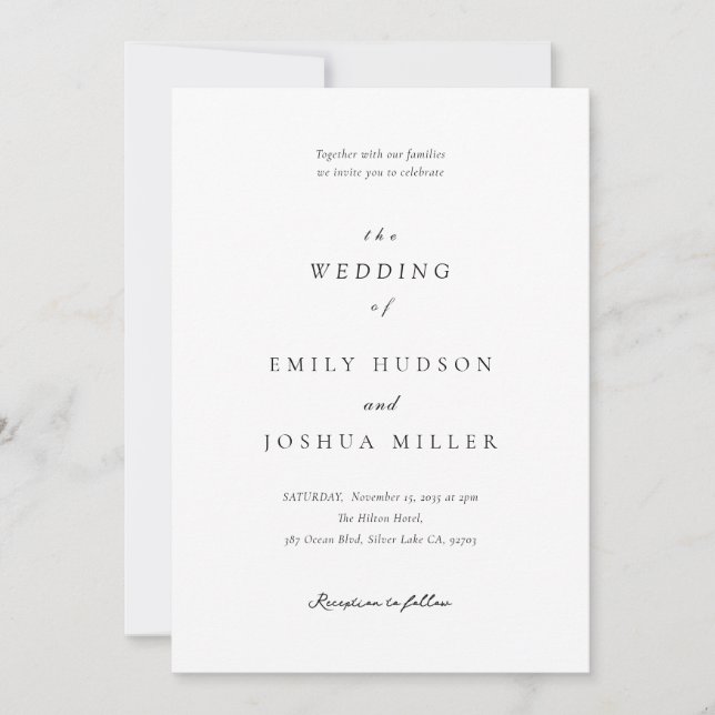 Modern White Elegant Wedding Invitation (Front)