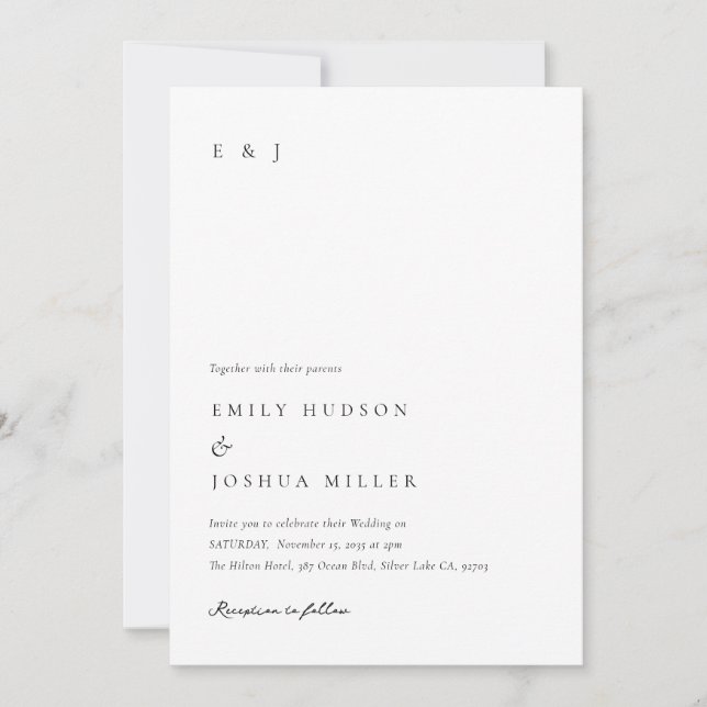 Modern White Elegant Wedding Invitation (Front)