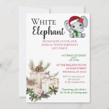 Modern White Elephant Kids Christmas party