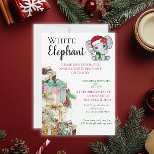 Modern White Elephant Kids Christmas party  Postcard